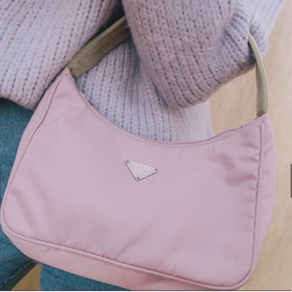 vintage prada nylon bag in lilac